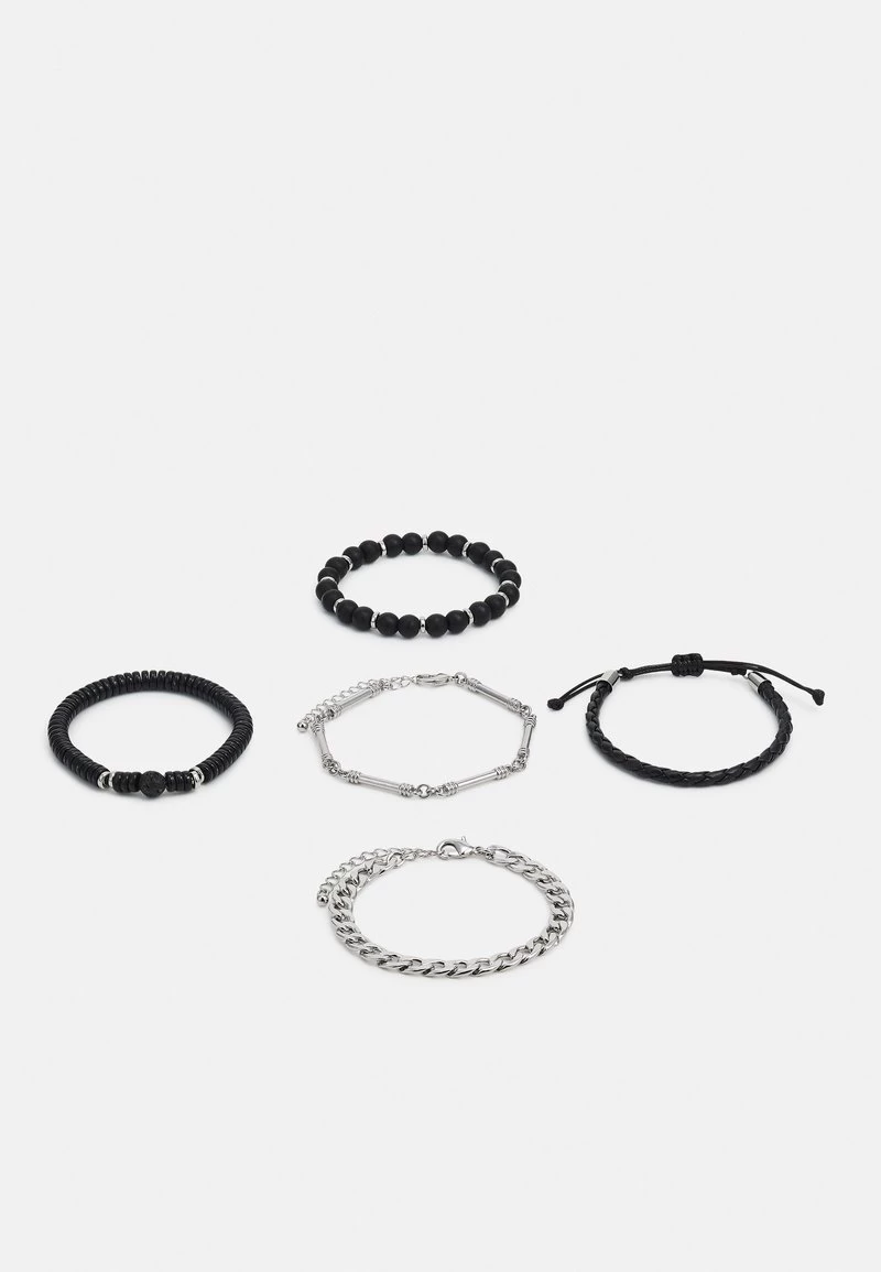 Pier One 5 PACK - Armband - Silver-coloured, Black 3 Pier One 5 PACK - Armband - Silver-coloured, Black