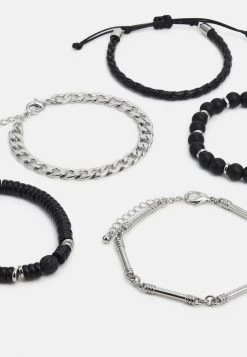 Pier One 5 PACK - Armband - Silver-coloured, Black 10 Pier One 5 PACK - Armband - Silver-coloured, Black -Pier One e7fdb58dc0d346889d43460456586028